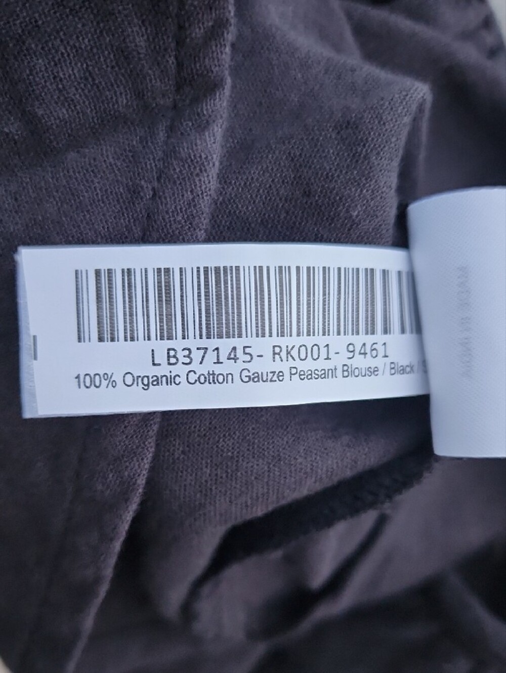 Quince Organic Cotton Gauze Peasant Blouse In Black - Picture 8 of 9